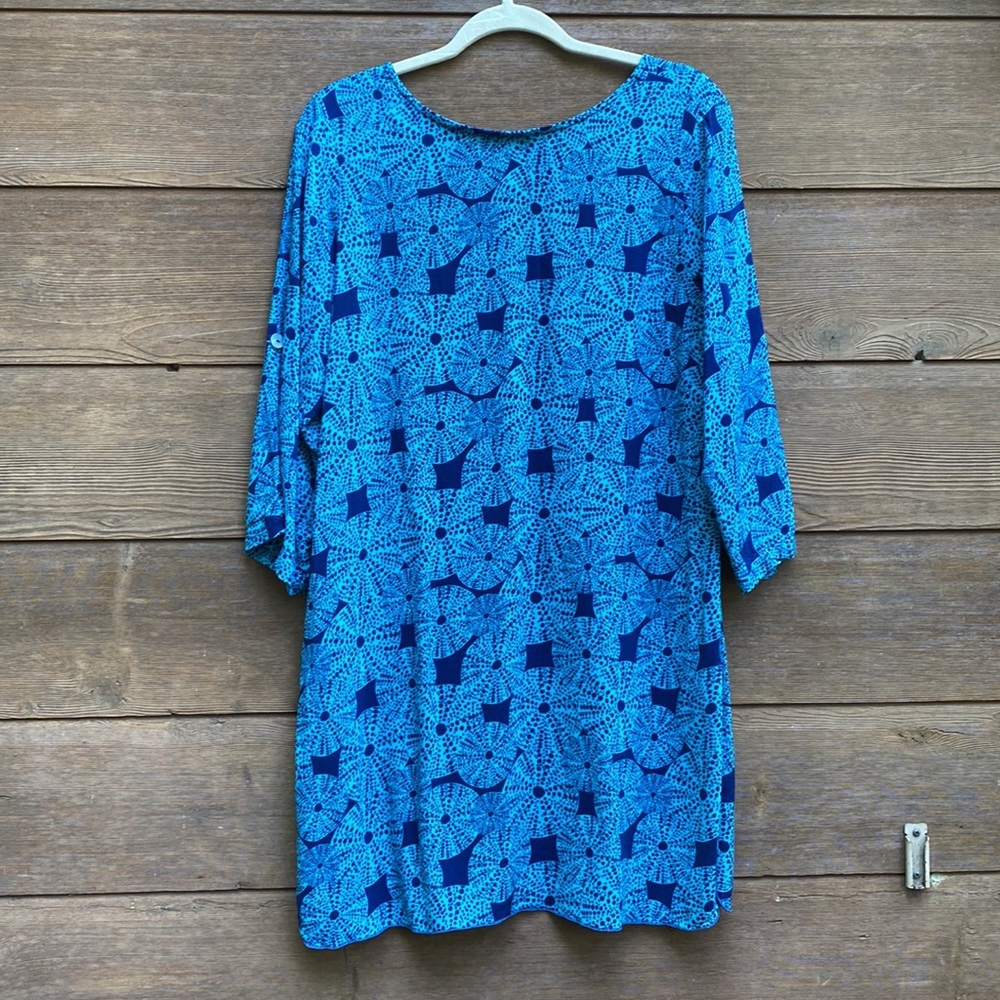 Escapada Blue And Teal Patterned Shift Dress With… - image 2